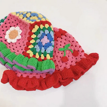 Load image into Gallery viewer, Cute Knitted Artsy Cherry Flower Hat.