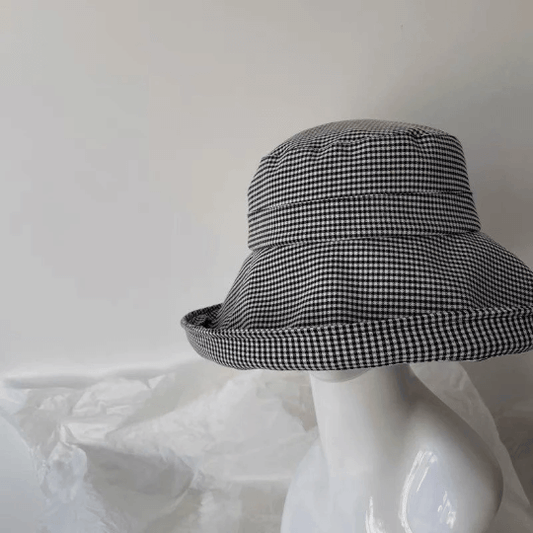 Oversized Bucket Hat Check Pattern, Small to XXLarge Bucket Hat for Women.