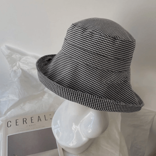 Oversized Bucket Hat Check Pattern, Small to XXLarge Bucket Hat for Women.