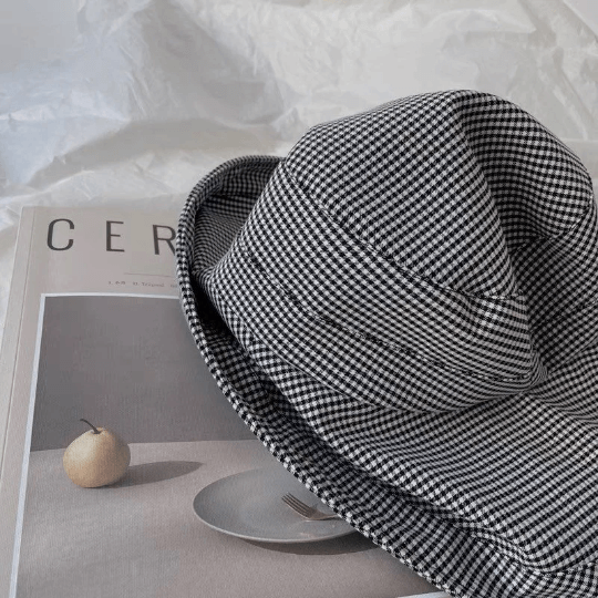 Oversized Bucket Hat Check Pattern, Small to XXLarge Bucket Hat for Women.