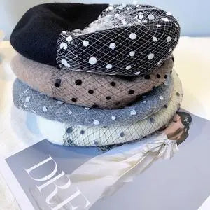 French Beret with Veil for Women and Girls.