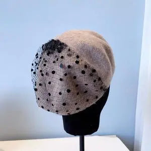 French Beret with Veil for Women and Girls.