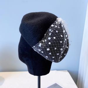 Elegant French Beret with Veil for Women and Girls.