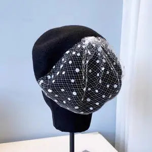 French Beret with Veil for Women and Girls.