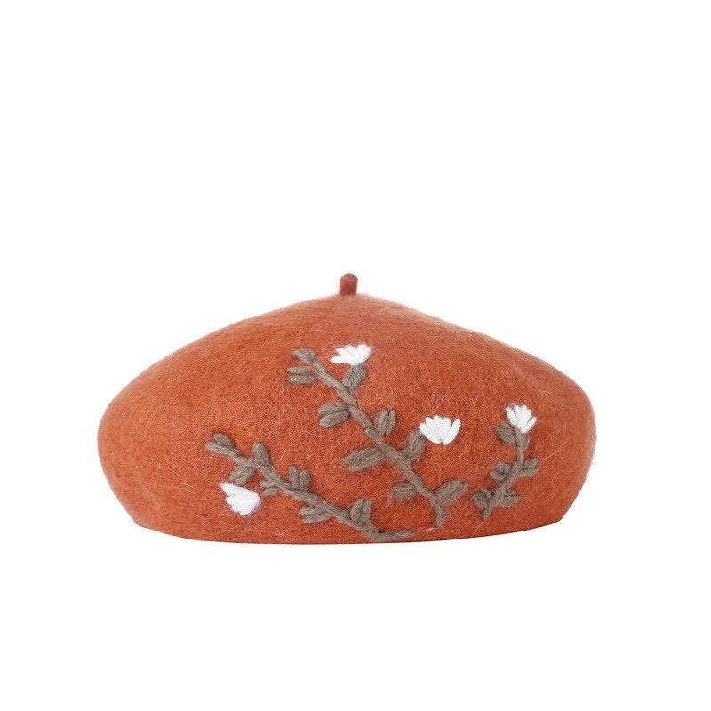 Embroidered Wool Berets Hat for Women/Girls.
