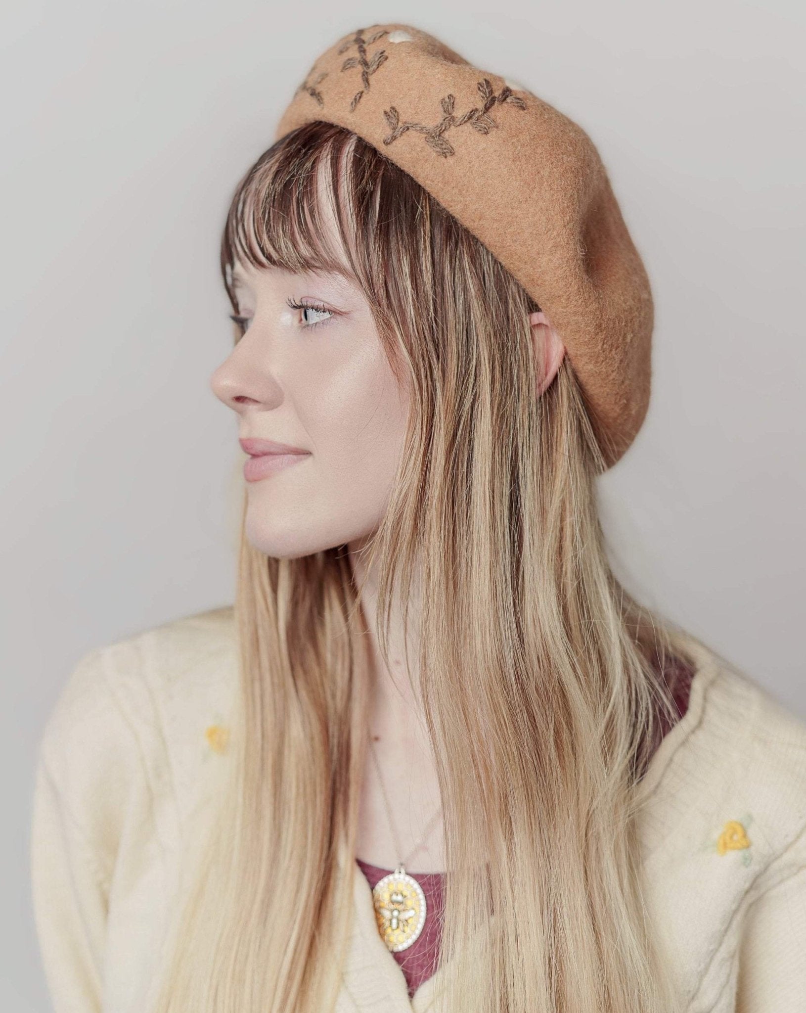 Embroidered Wool Berets Hat for Women/Girls.
