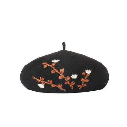 Embroidered Wool Berets Hat for Women/Girls.