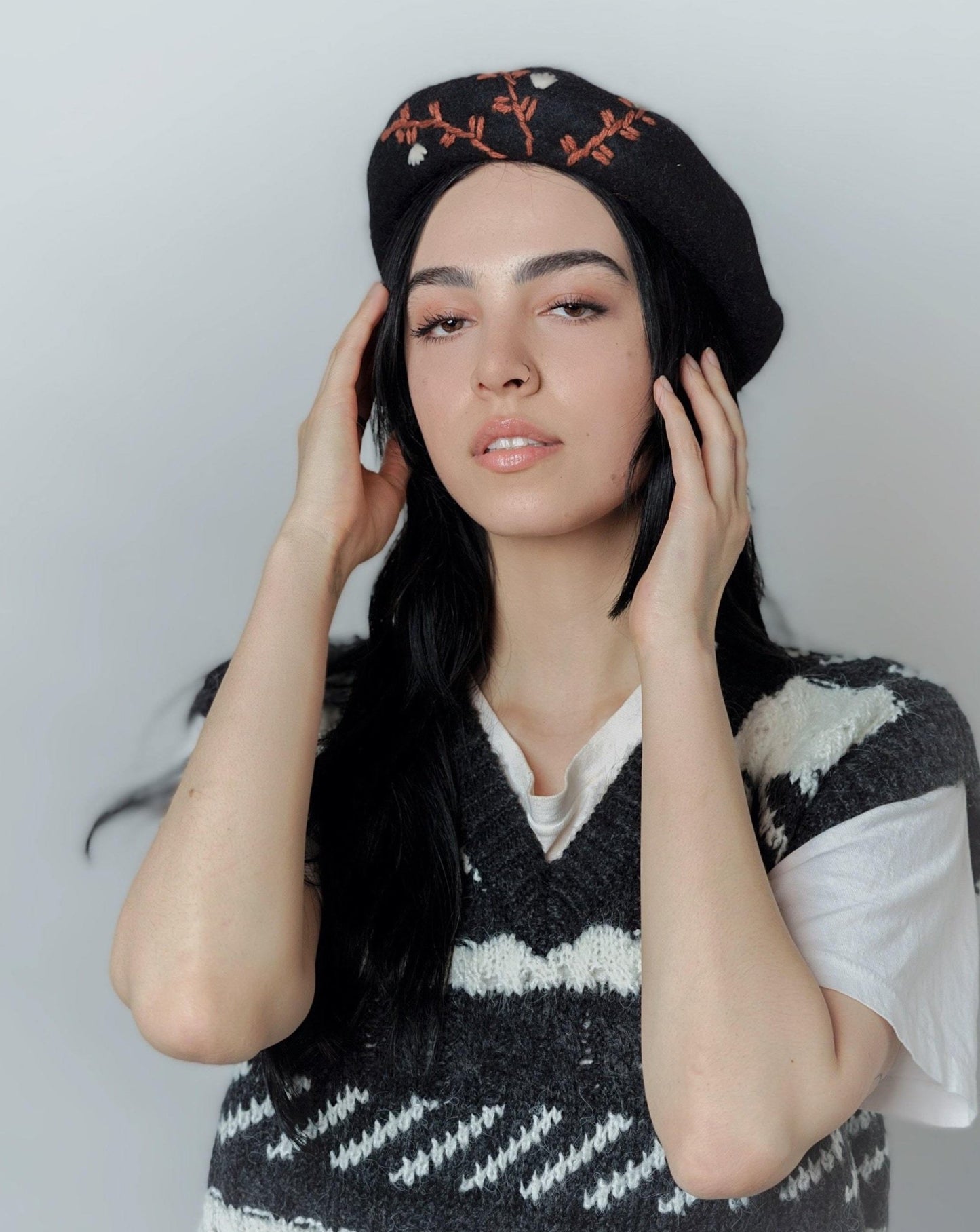 Embroidered Wool Berets Hat for Women/Girls.