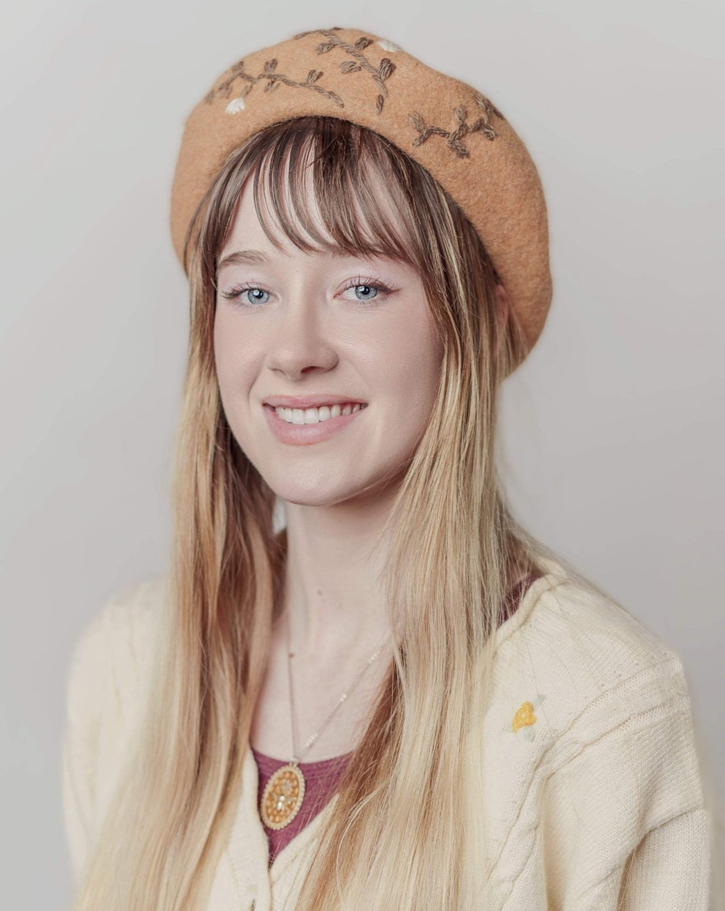 Embroidered Wool Berets Hat for Women/Girls.