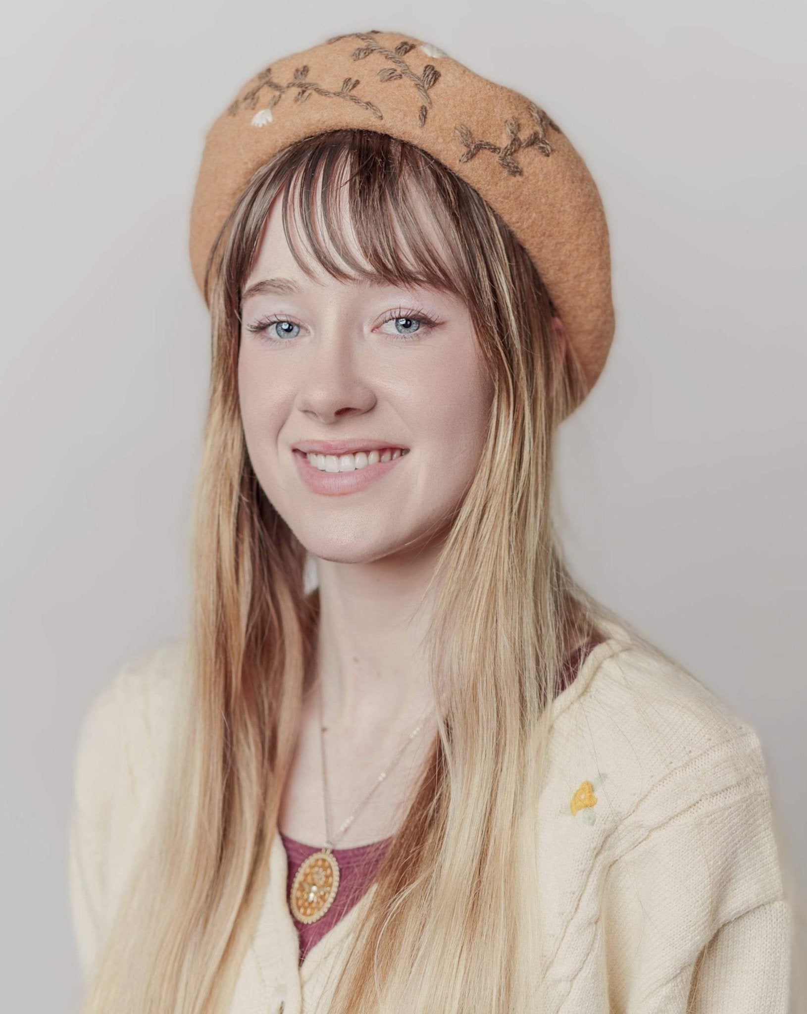 Embroidered Wool Berets Hat for Women/Girls.