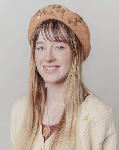 Embroidered Wool Berets Hat for Women/Girls.