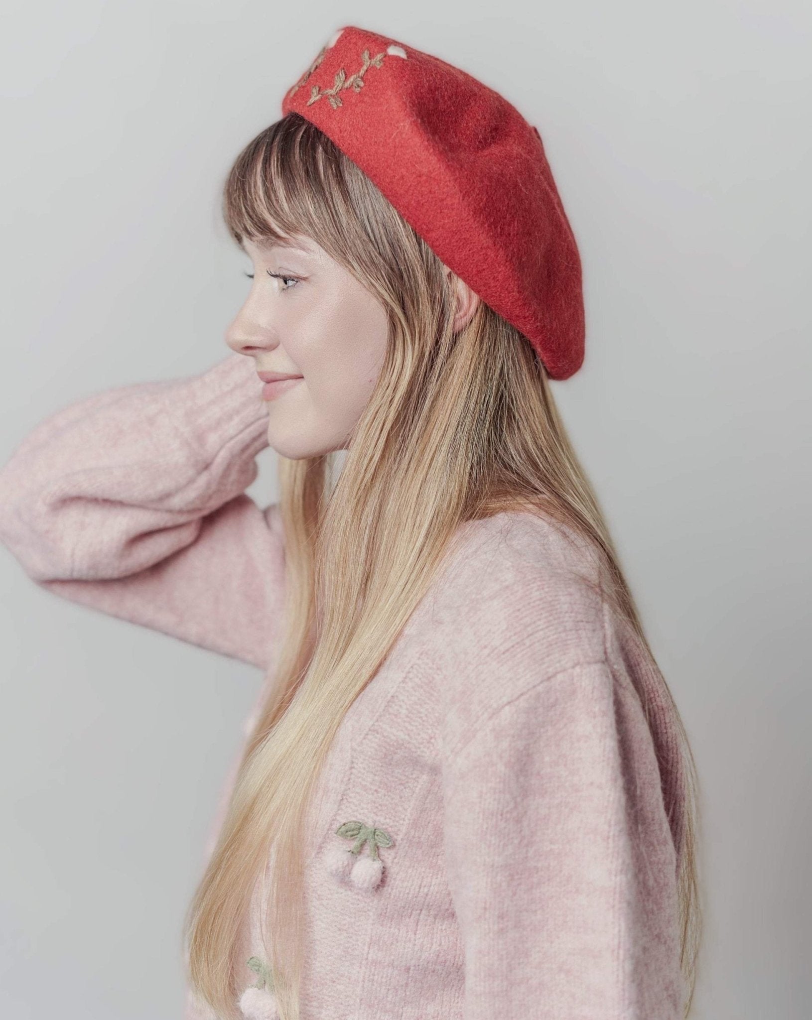 Embroidered Wool Berets Hat for Women/Girls.