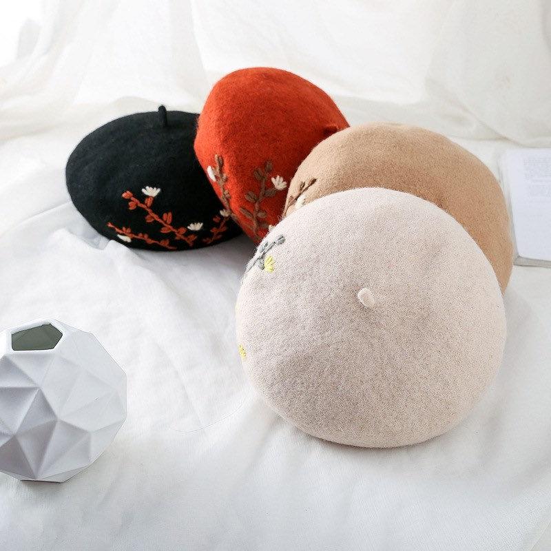 Embroidered Wool Berets Hat for Women/Girls.