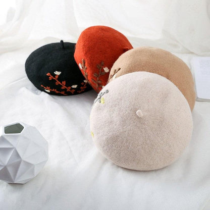 Embroidered Wool Berets Hat for Women/Girls.