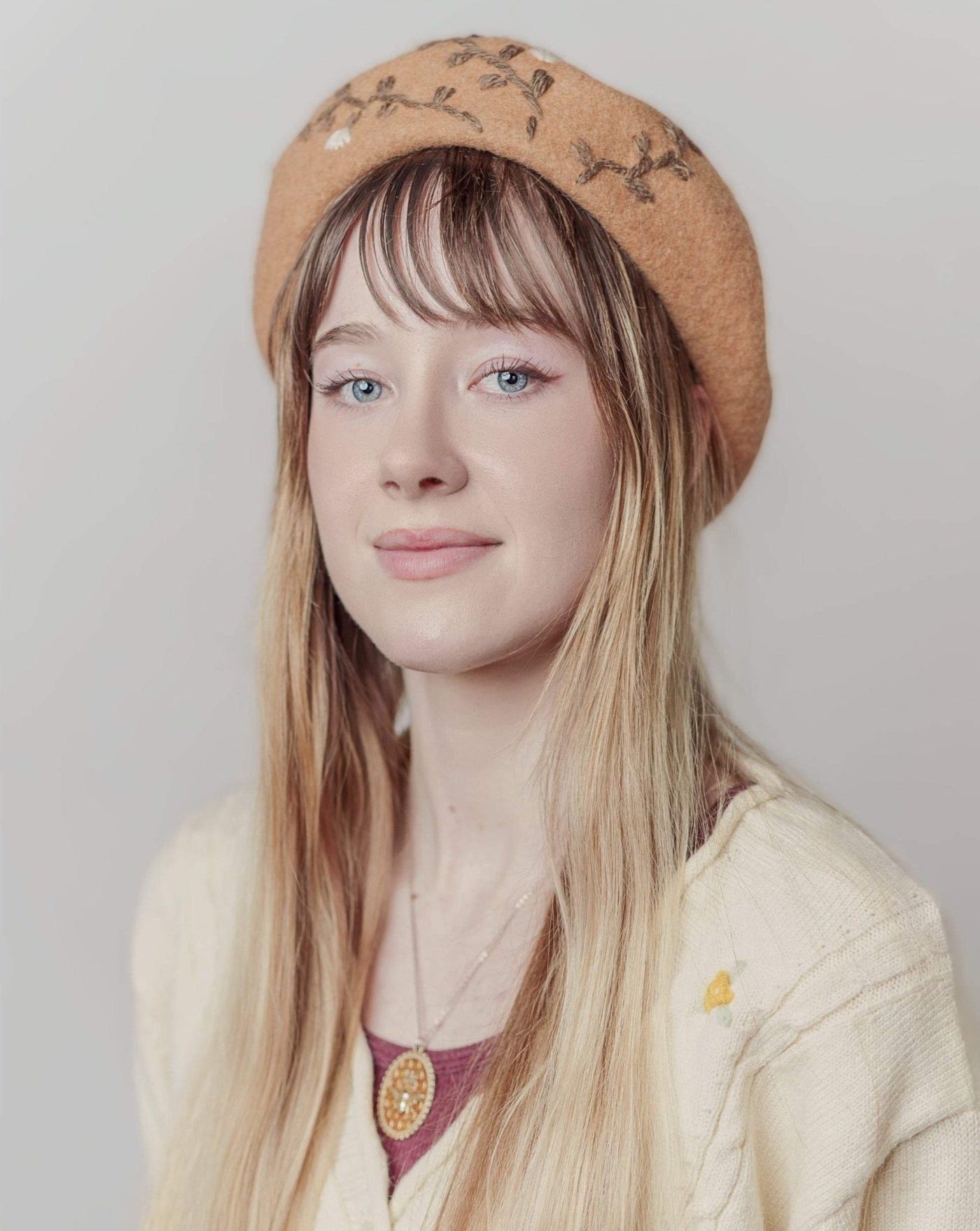 Embroidered Wool Berets Hat for Women/Girls.