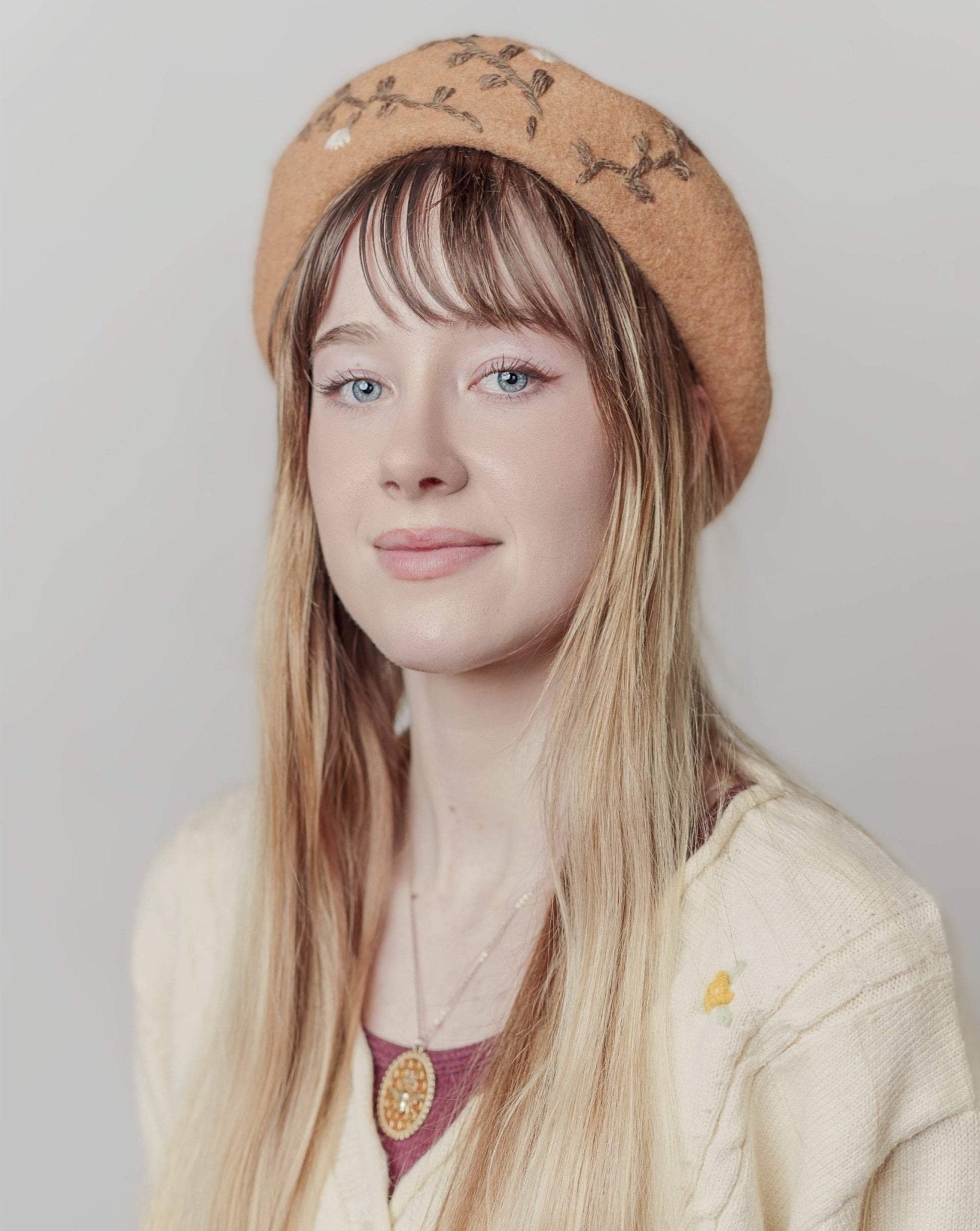 Embroidered Wool Berets Hat for Women/Girls.