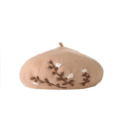 Embroidered Wool Berets Hat for Women/Girls.