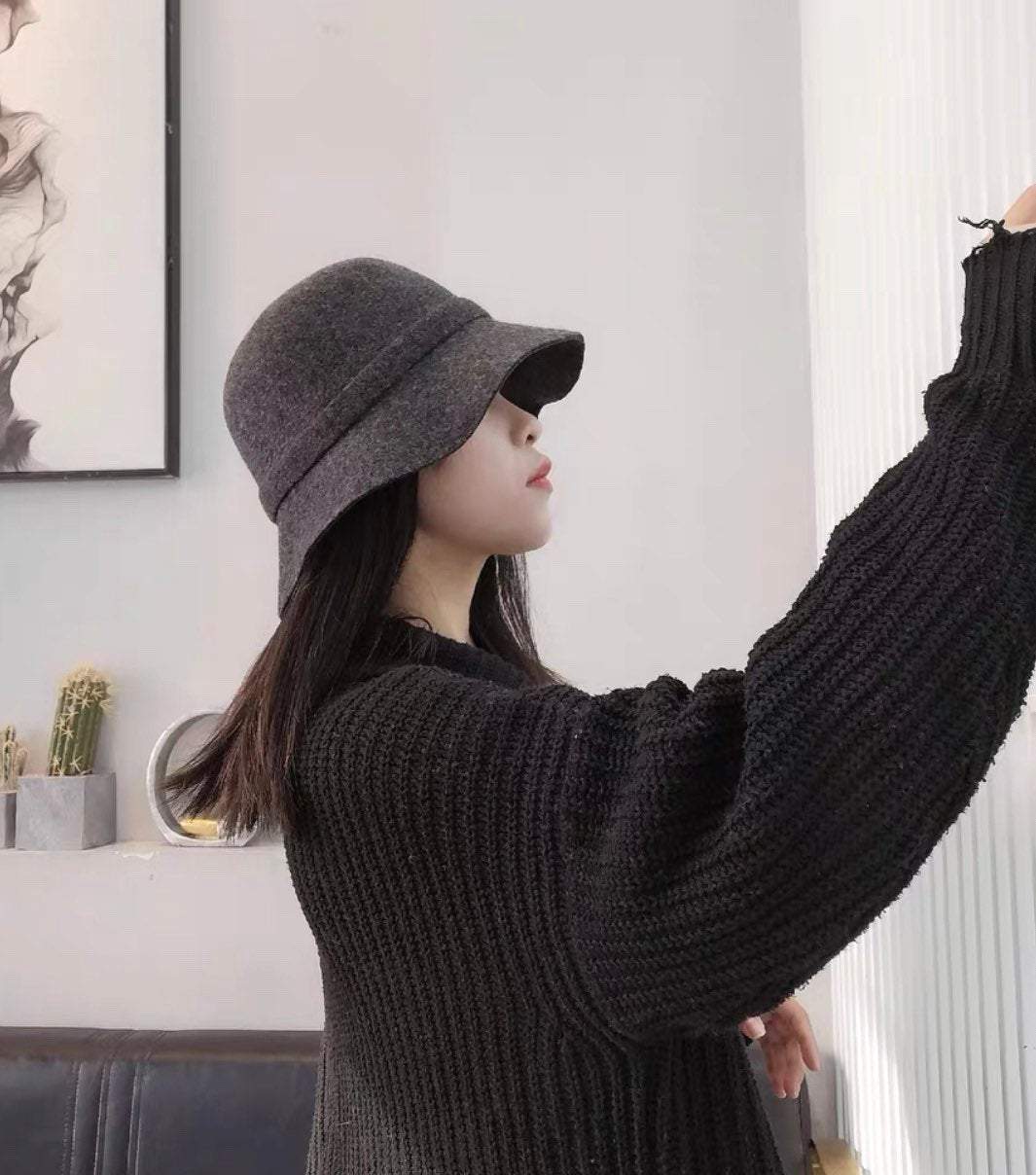 Foldable/ Adjustable Wool Cloche Hat for Women.