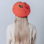 Orange/Lemon Beret for Women and Kids.