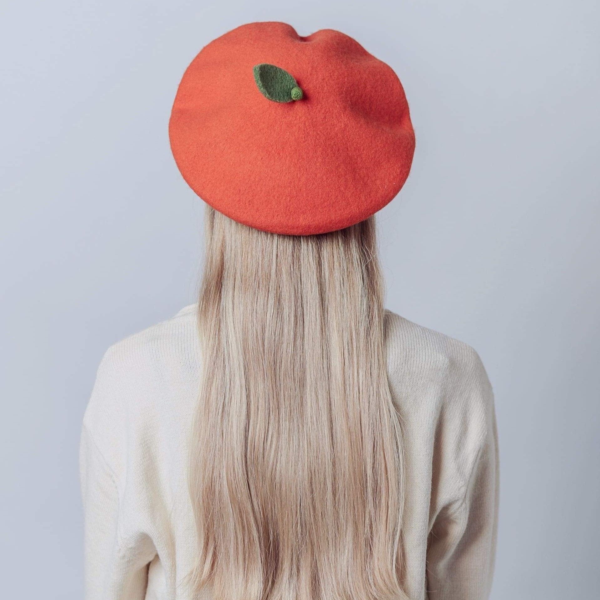 Orange/Lemon Beret for Women and Kids.
