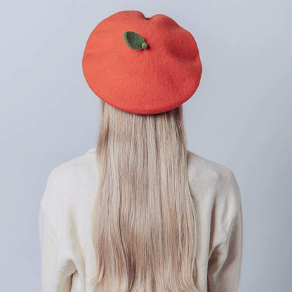 Orange/Lemon Beret for Women and Kids.