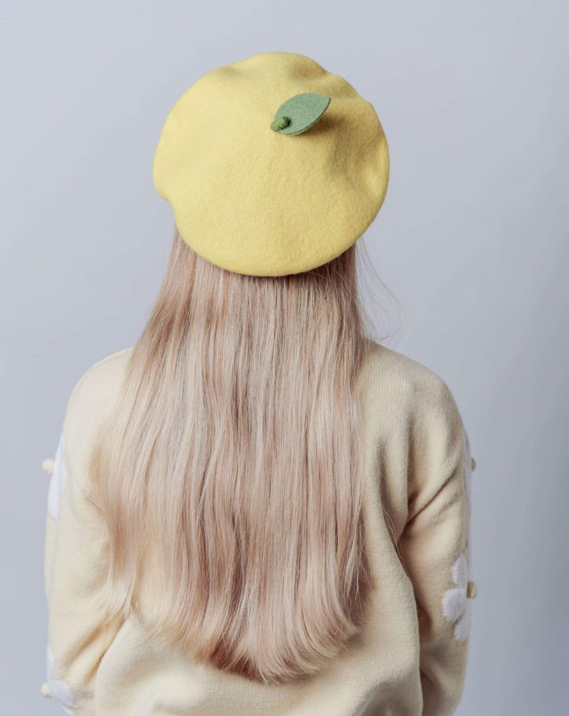 Orange/Lemon Beret for Women and Kids.