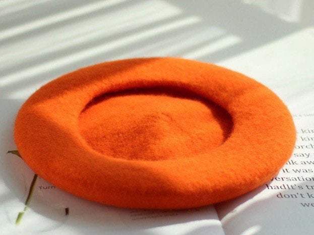 Orange/Lemon Beret for Women and Kids.