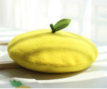 Load image into Gallery viewer, Orange/Lemon Beret for Women and Kids.