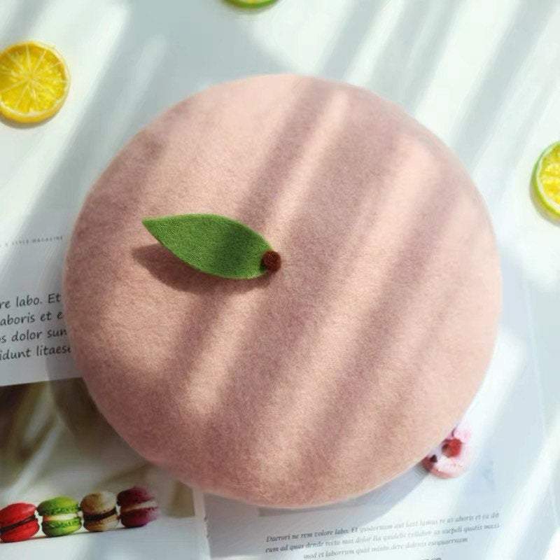 Peach Beret Hat for Women and Kids.