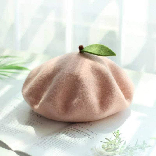 Peach Beret Hat for Women and Kids.