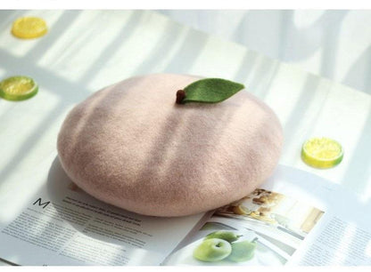 Peach Beret Hat for Women and Kids.
