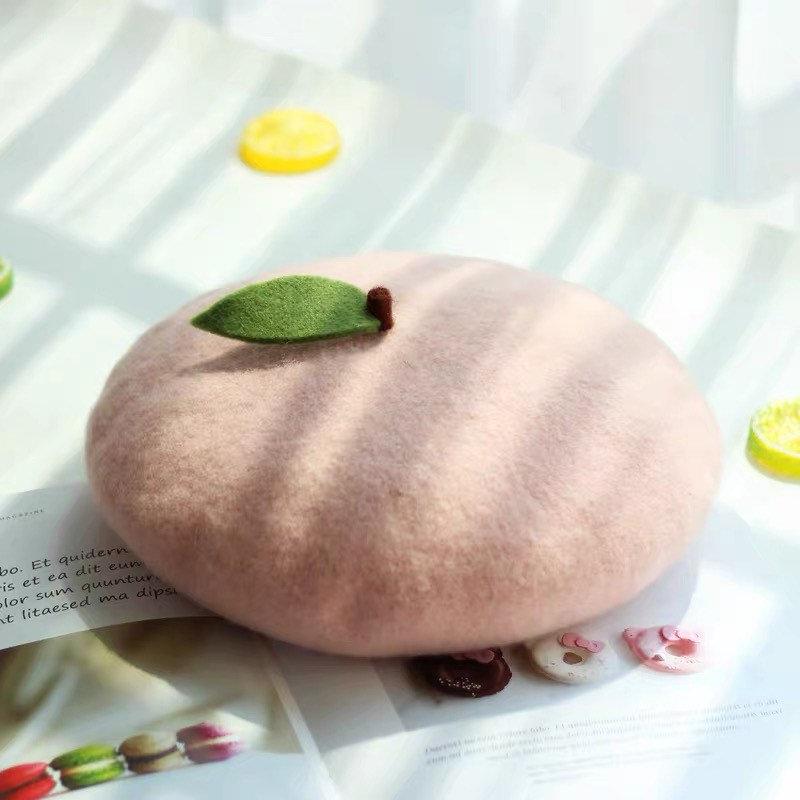 Peach Beret Hat for Women and Kids.