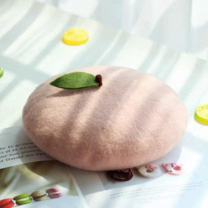 Peach Beret Hat for Women and Kids.