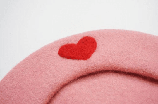 Heart Beret Hat for Women and Girls.