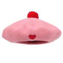 Load image into Gallery viewer, Heart Beret Hat for Women and Girls.