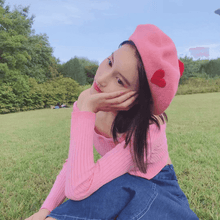 Load image into Gallery viewer, Heart Beret Hat for Women and Girls.