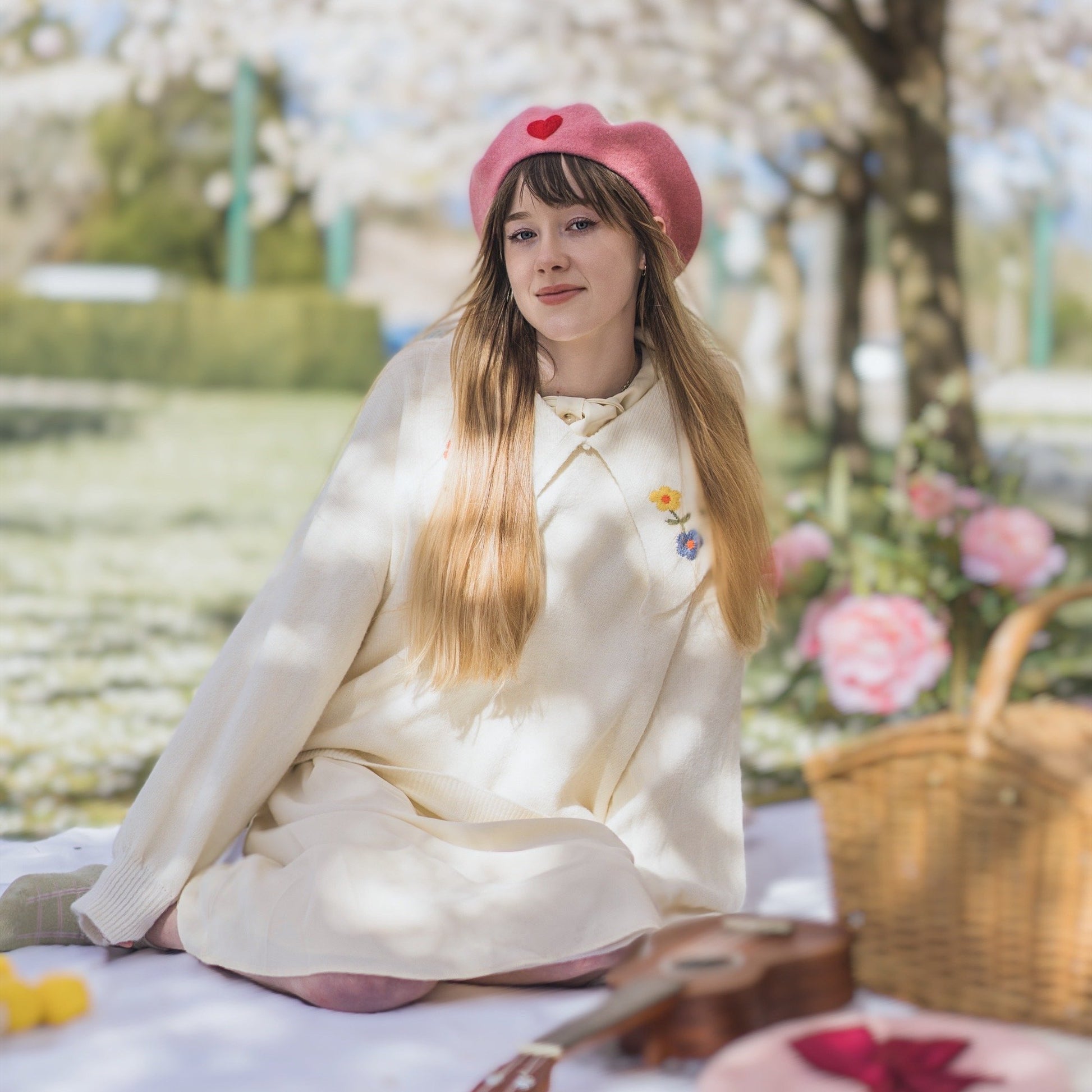 Heart Beret Hat for Women and Girls.