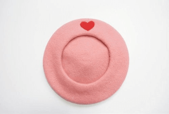 Heart Beret | Hand-Painted Wool French Beret for Women  display picture 1