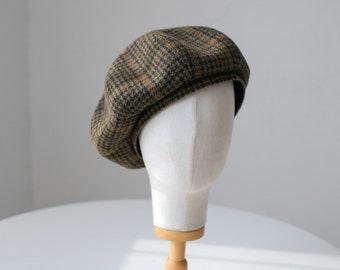 S-XXL Customized 100% Wool Houndstooth Print Unisex Beret Hat - Mspineapplecrafts