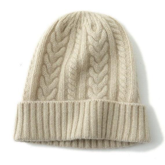 100% Cashmere Unisex Knitted Beanie Hat - Mspineapplecrafts