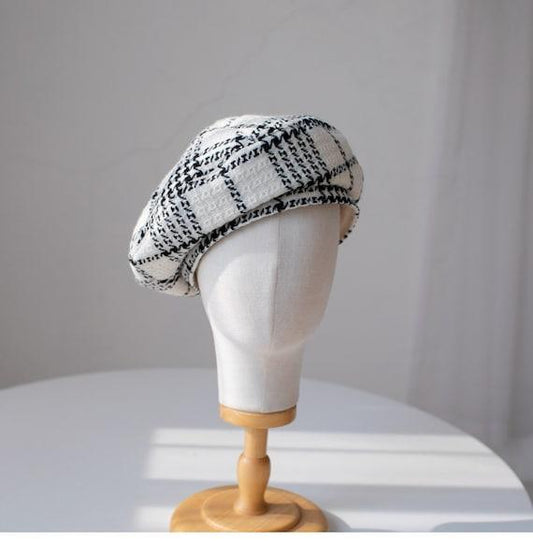 Tweed Fabric Handmade Beret for Women - Mspineapplecrafts