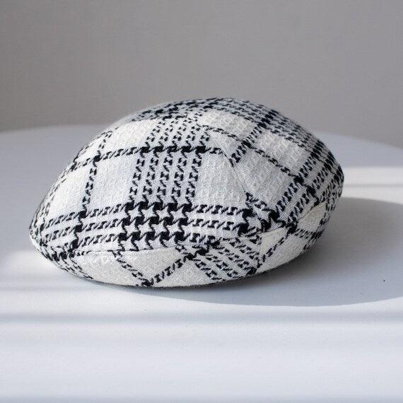 Tweed Fabric Handmade Beret for Women