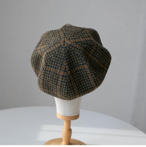 S-XXL Customized 100% Wool Houndstooth Print Unisex Beret Hat - Mspineapplecrafts