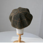 S-XXL Customized 100% Wool Houndstooth Print Unisex Beret Hat - Mspineapplecrafts
