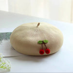 Cherry Beret Hat for Women and Girls.