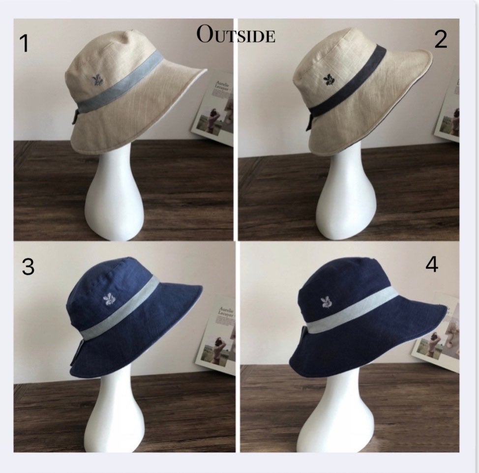 Reversible Pony Tail Sun Hat with Flower Print.