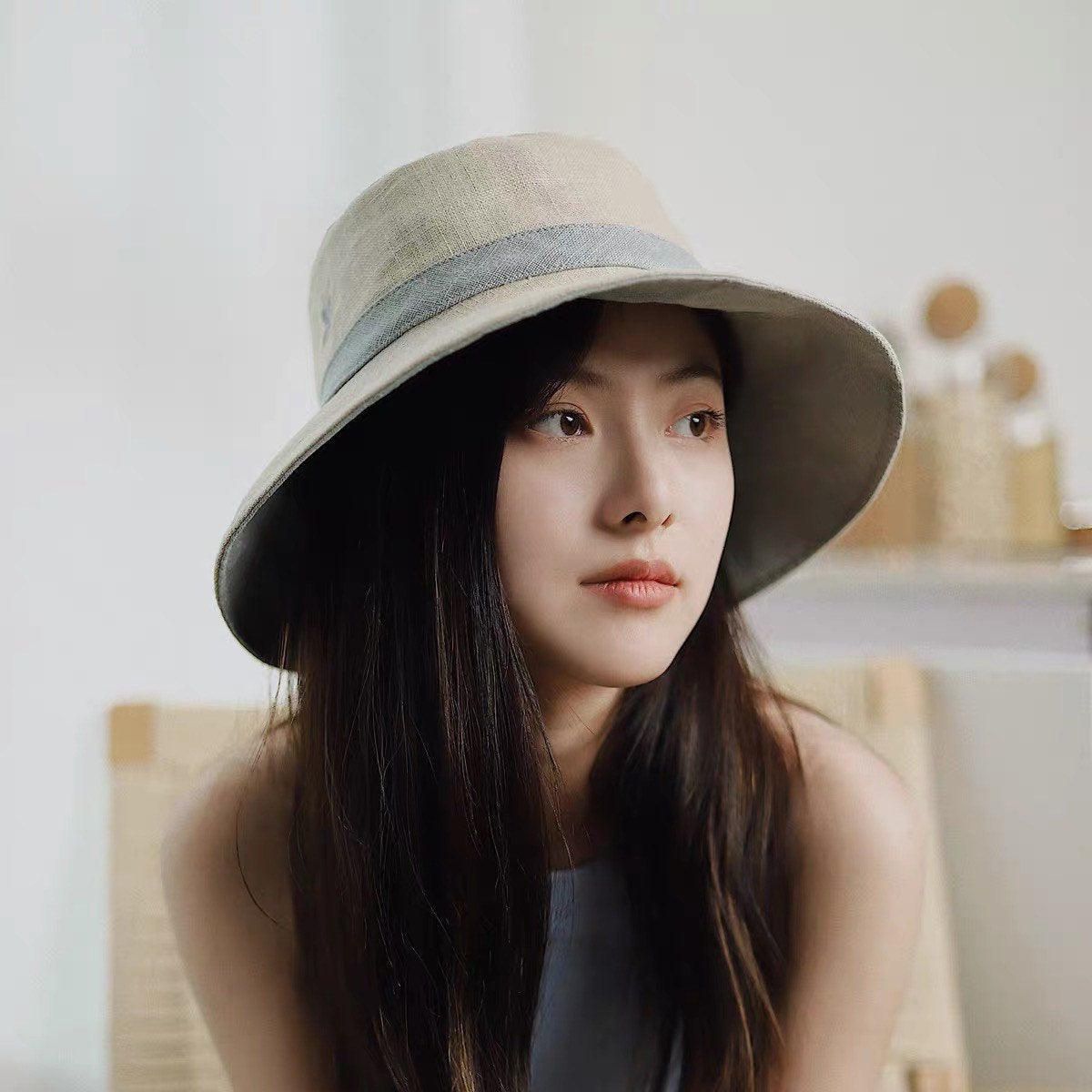 Reversible Pony Tail Sun Hat with Flower Print.