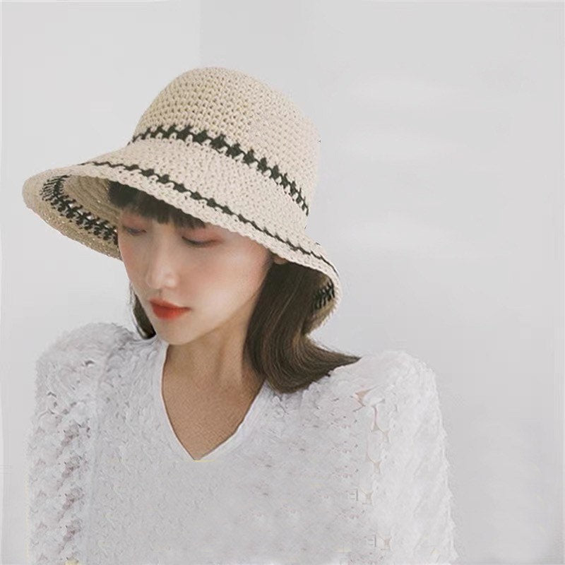 Oversized Summer Straw Hat with Bow Tie.