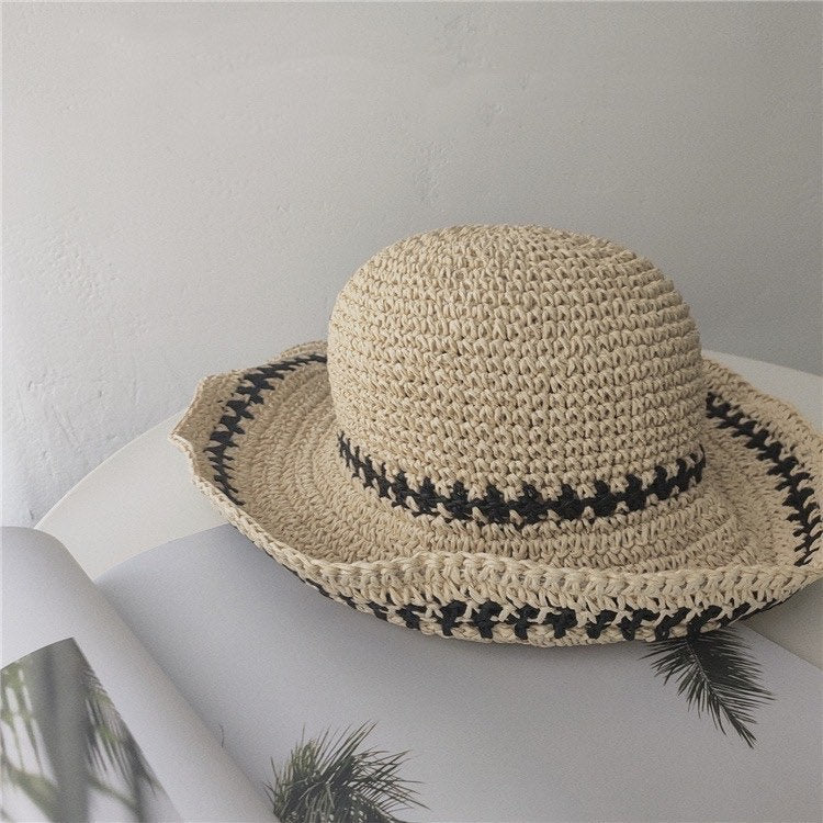 Oversized Summer Straw Hat with Bow Tie.