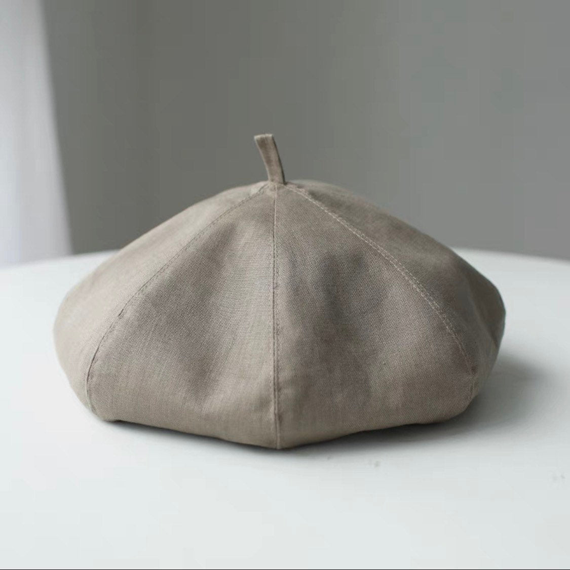 Oversized linen French beret for women – Khaki